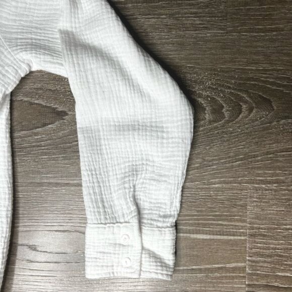 CeCe Womens Popover White Cotton Long Sleeve Button-Down Shirt Size M - Picture 8 of 12